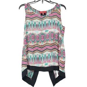 RED Saks Fifth Avenue Womens Paisley Print Top Size Large Multi Sleeveless BOHO